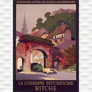 La Lorraine Bitche France Vintage Travel Poster