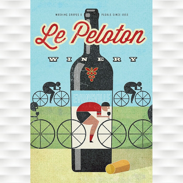 Le Peloton Winery Poster Print - Cycling Poster Bicycle Art Vintage Bicycle Poster Cycling Art Tour De France Cycling Art