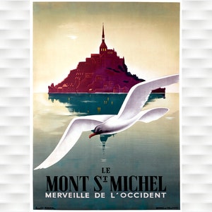 Mont St Michele France Vintage Travel Poster