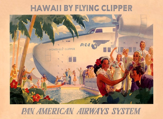 Pan Am Hawaii - Vintage Travel Poster Prints - Etsy