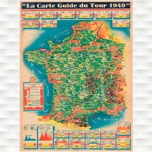 Poster Carte du Tour de France 1949