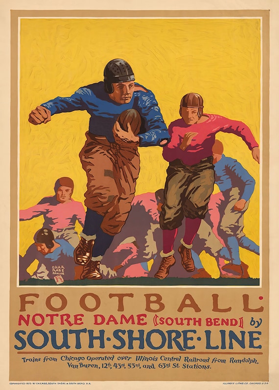 1920's Notre Dame Vintage Football Poster Prints - Fighting Irish
