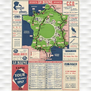 Poster Carte du Tour de France 1957