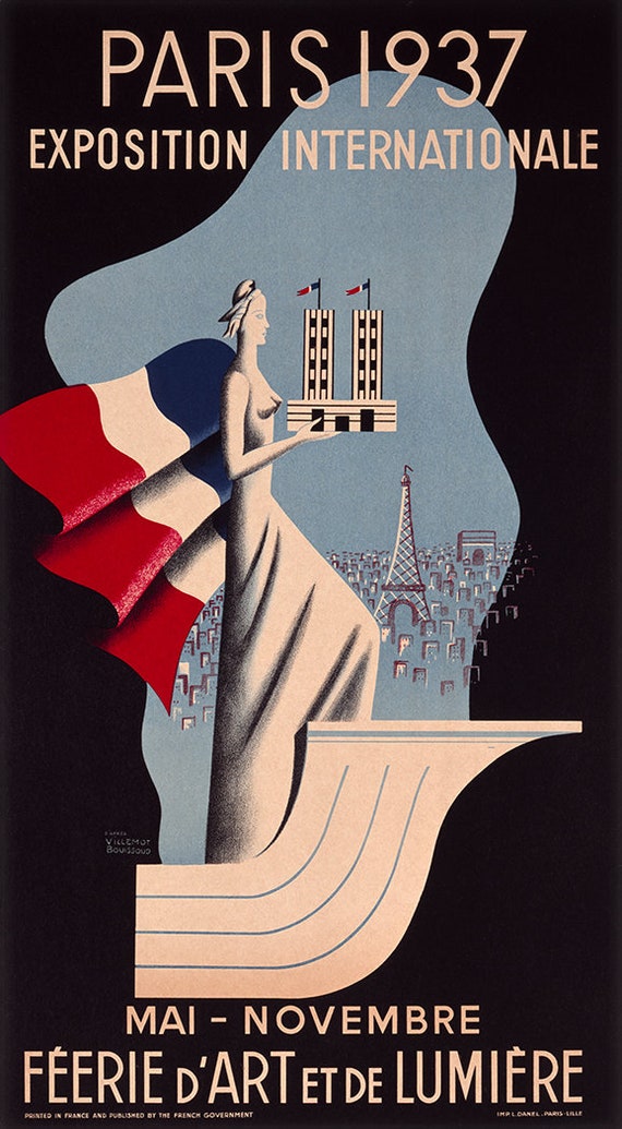 1937 Paris Exposition Vintage Poster - Etsy