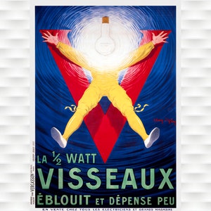 Póster vintage de la bombilla de Visseaux