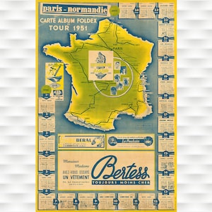 Poster Carte du Tour de France 1951