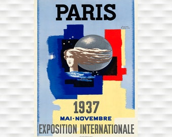 Rare 1925 Paris Exposition Art Deco Lithograph Poster by