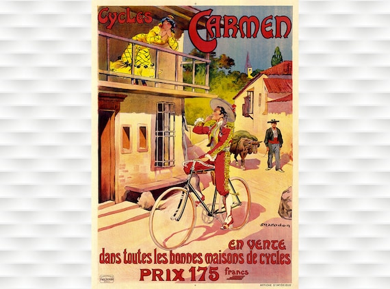Vintage French Psycho Cycles Bicycle Cycling Advertisment Poster Art Print A4