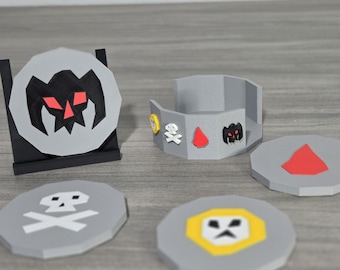 OSRS Missile Runes Coaster | Set van 4 met houder voor onderzetter - Old School Runescape-cadeau