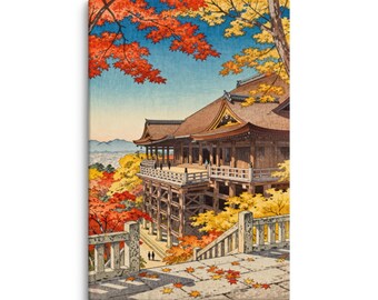 Doek Kiyomizudera-tempel herfst | Shin-Hanga-kunst Kyoto (12 x 18)