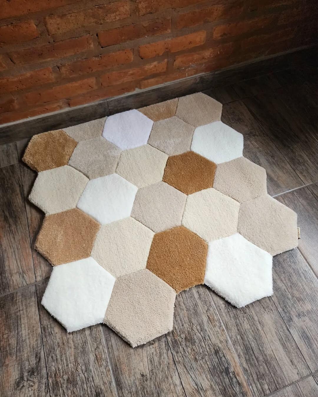 Decagon Rug Hand Tufted Hexagon Rug, Beige Brown Geometric Carpet, Boho Decor - Etsy