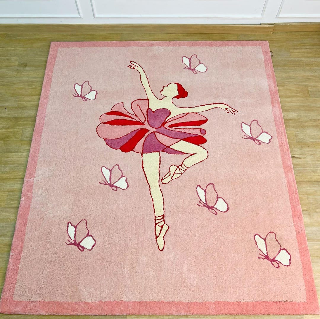 Gily Rug Hand-tufted Pink Girly Rug With Dancing Prices. Modern Rug. Premium ...