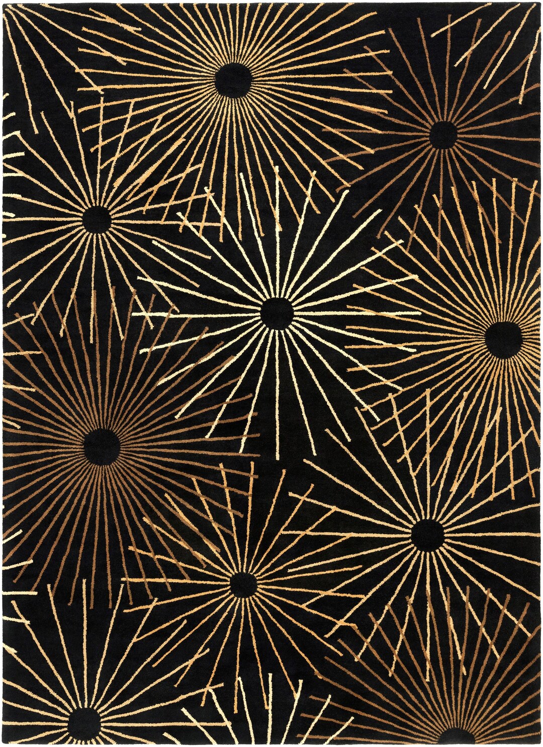 Starburst Rug Gold Hand Tufted Wool Rug, Black and Gold Starburst Design - Etsy