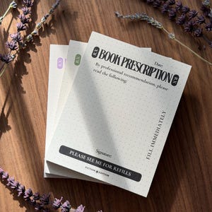Book Prescription Notepad: Bookish stationery gift for readers, choose from three colors