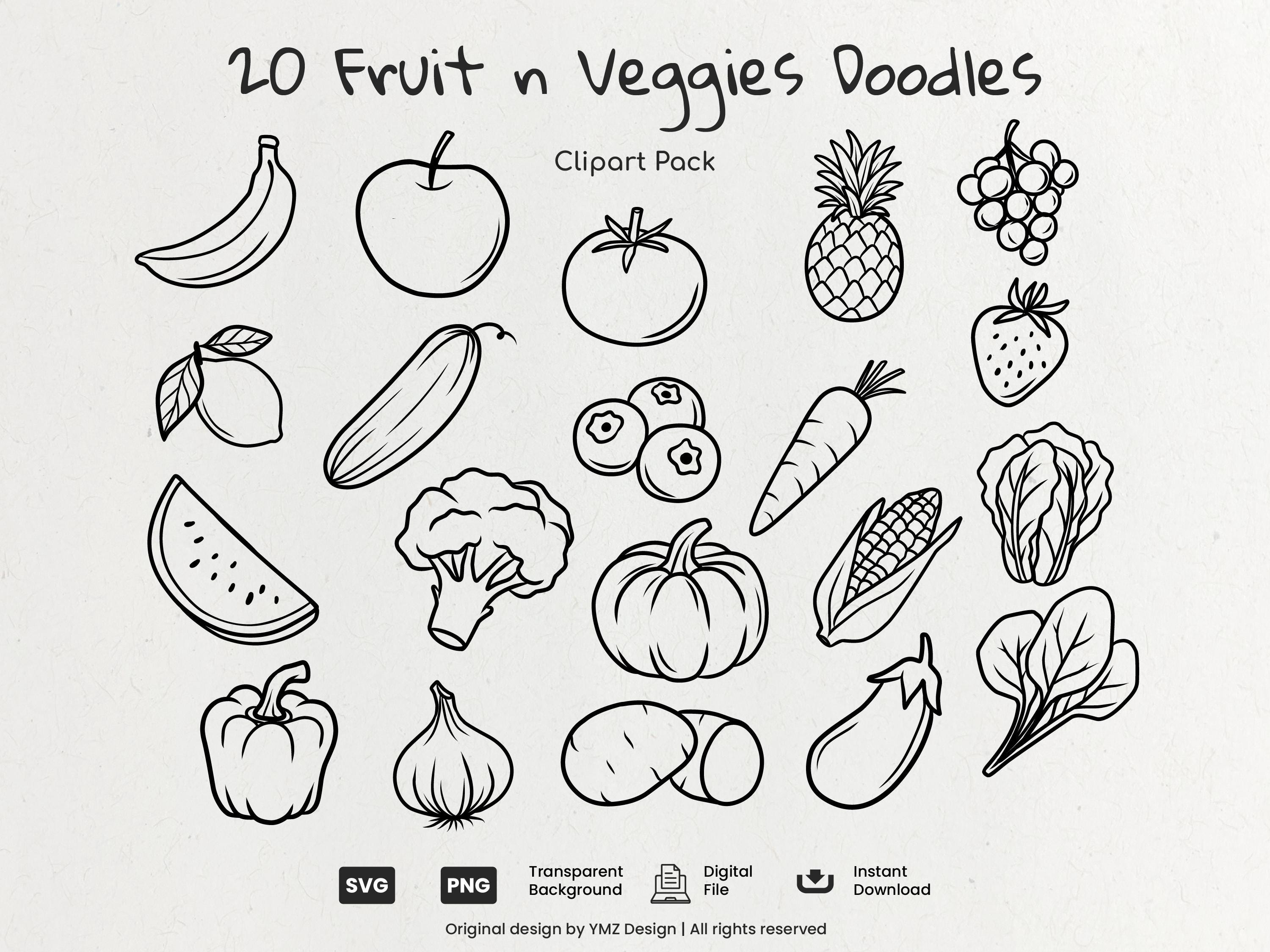 Fruit Drawing Black White - Etsy, image size:3000x2250