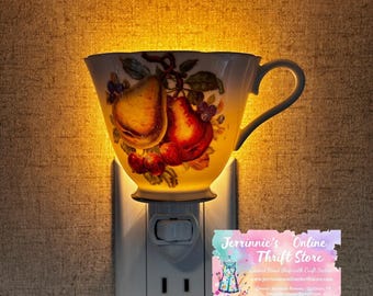 Vintage Bavarian Pear Handcrafted Teacup Night Light
