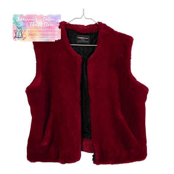 Furrocious by Princess Garment Limited Red Faux Fur Vest Zip Front