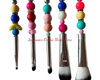 Colorful Beaded Makeup Brush Set A