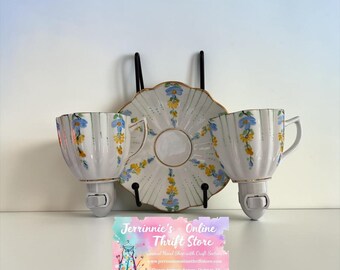 Vintage Floral Teacup Night Light Set of 2 Porcelain Cottagecore Wall Plug-In