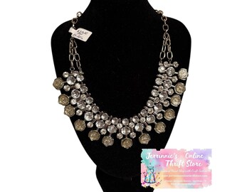 Vintage Rhinestone Necklace with Yellow and Glass Rhinestones