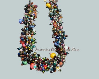 Multicolored Hand Beaded Necklace B2026