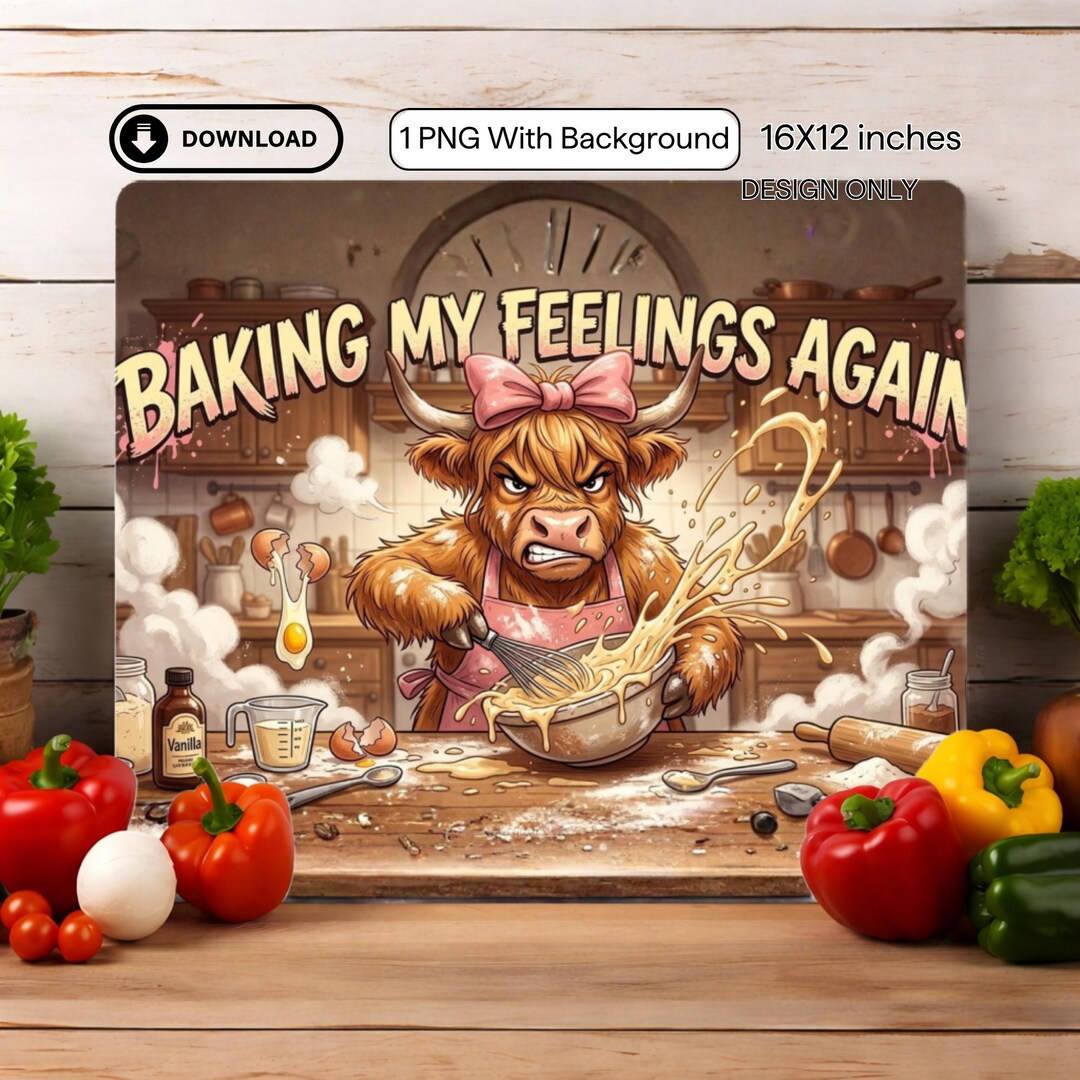 Baking My Feelings Again Cutting Board Png, Baking Png, Funny Baking ...