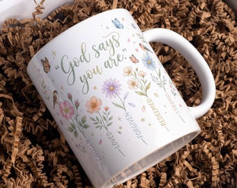 Foi Mug Wrap PNG inspiration chrétienne Coffee Mug Sublimation Design Floral religieux message Mug modèle 11 oz 15 oz téléchargement numérique