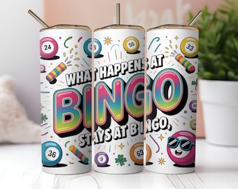 Bingo Tumbler Sublimation Design, 20oz Skinny Wrap PNG, Funny Bingo Gift, Humor Quote Tumbler, Digital Download for Bingo Lovers