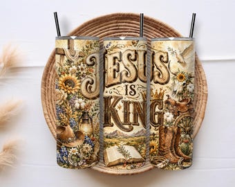 Christian Faith 20oz Skinny Tumbler Sublimation PNG Wrap, Religious Floral Western Digital Download, Bible Inspired Tumbler Design