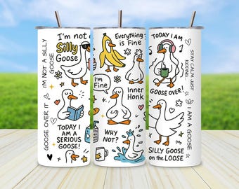 Goose Tumbler PNG Funny Wrap Seamless 20 Oz Skinny Tumbler Sublimation Design Digital Download Humorous Bird Tumbler PNG File