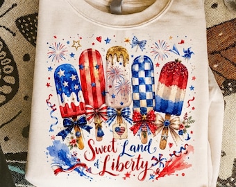 4th of July Popsicle PNG, Patriotic Shirt Sublimation Design, Fourth of July PNG, Coquette Bow Clipart ( Digital Download )