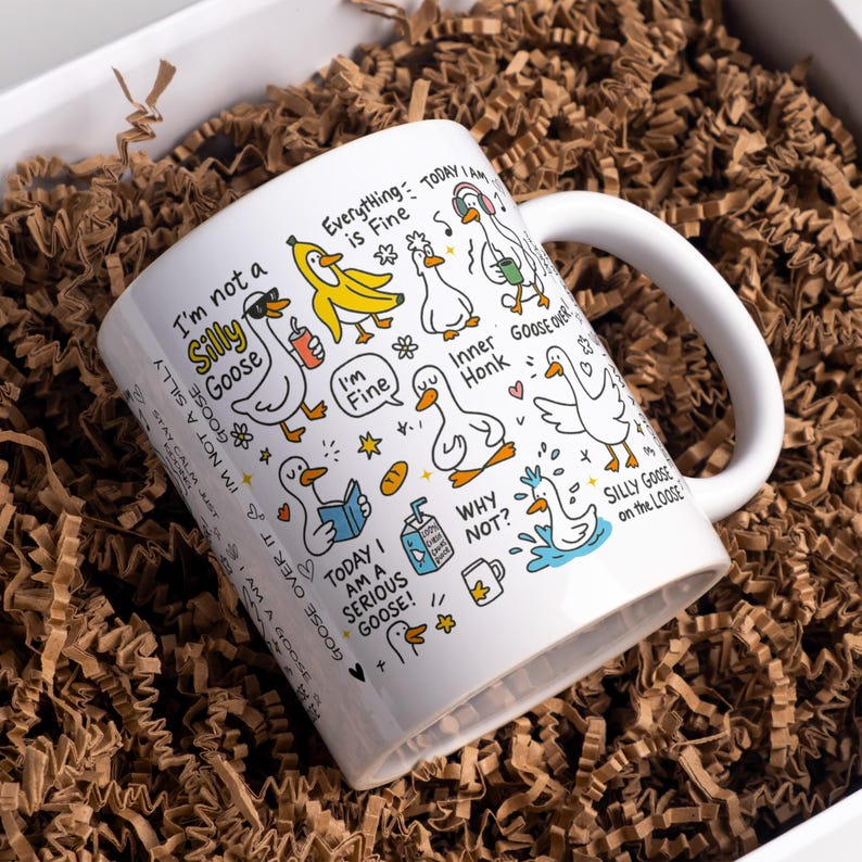 Goose Funny 11oz 15oz Mug Wrap Seamless Sublimation Design Digital Download Humorous Bird PNG File