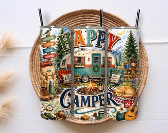 Camping Outside Campfire 20oz Skinny Tumbler Sublimation PNG Wrap, Starry Night Adventure Design, Digital Download
