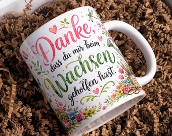 German Teacher Mug Sublimation PNG Wrap, 11oz 15oz Floral Coffee Mug Design, Appreciation Gift Digital Download