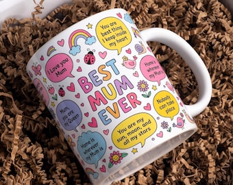 Best Mum Ever Mug Wrap PNG for Sublimation, 11oz & 15oz Mum Mug Design, Mothers Day Mug Templates, Gift for Mum, Digital Download