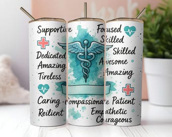 Emballage de gobelet infirmière personnalisé PNG, appréciation médicale personnalisée 20 oz, conception de sublimation maigre, téléchargement numérique instantané