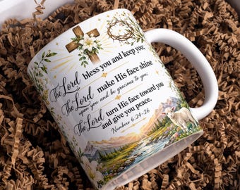 The Lord Bless You Religious 11oz 15oz Mug Wrap, Numbers 6:24-26 Print, Bible Verse PNG Digital Files Download