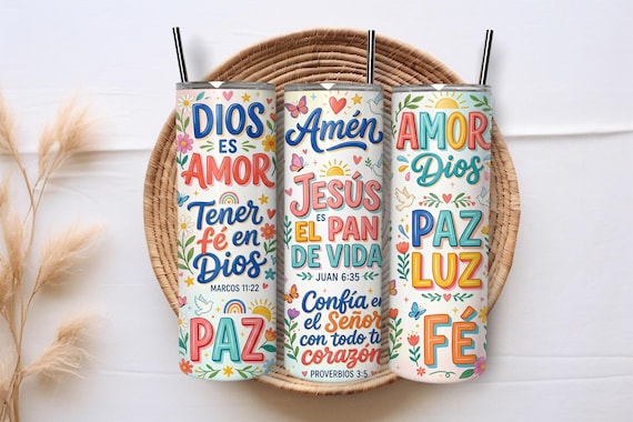Diseño PNG Cristiano para Tumblers | Plantilla Versículos Bíblicos para Sublimación de Skinny 20oz | Regalo Espiritual Vaso Religioso