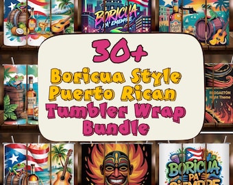 Puerto Rico Tumbler Wrap PNG Boricua Digital Download Soy Boricua Flag Design For 20oz Skinny Tumblers PR Sublimation PNG Cultural Pride