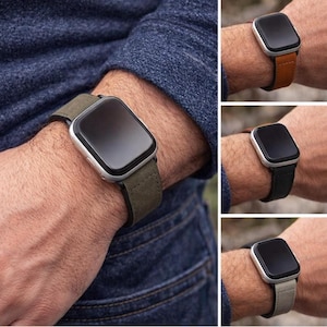 Vegan Leather Watch Band, Father Day, For Dad, Deployant Clasp, 38-49mm