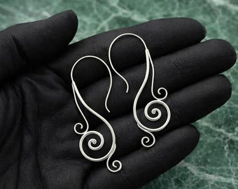 Orecchini pendenti a spirale in argento Sterling 925 fatti a mano, gioielli boho minimalisti