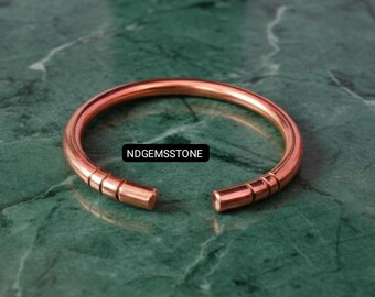 Bracciale rigido in rame massiccio, bracciale aperto minimalista, gioiello unisex moderno