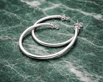 Orecchini a cerchio in argento sterling 925 – Gioielli minimalisti lucidi
