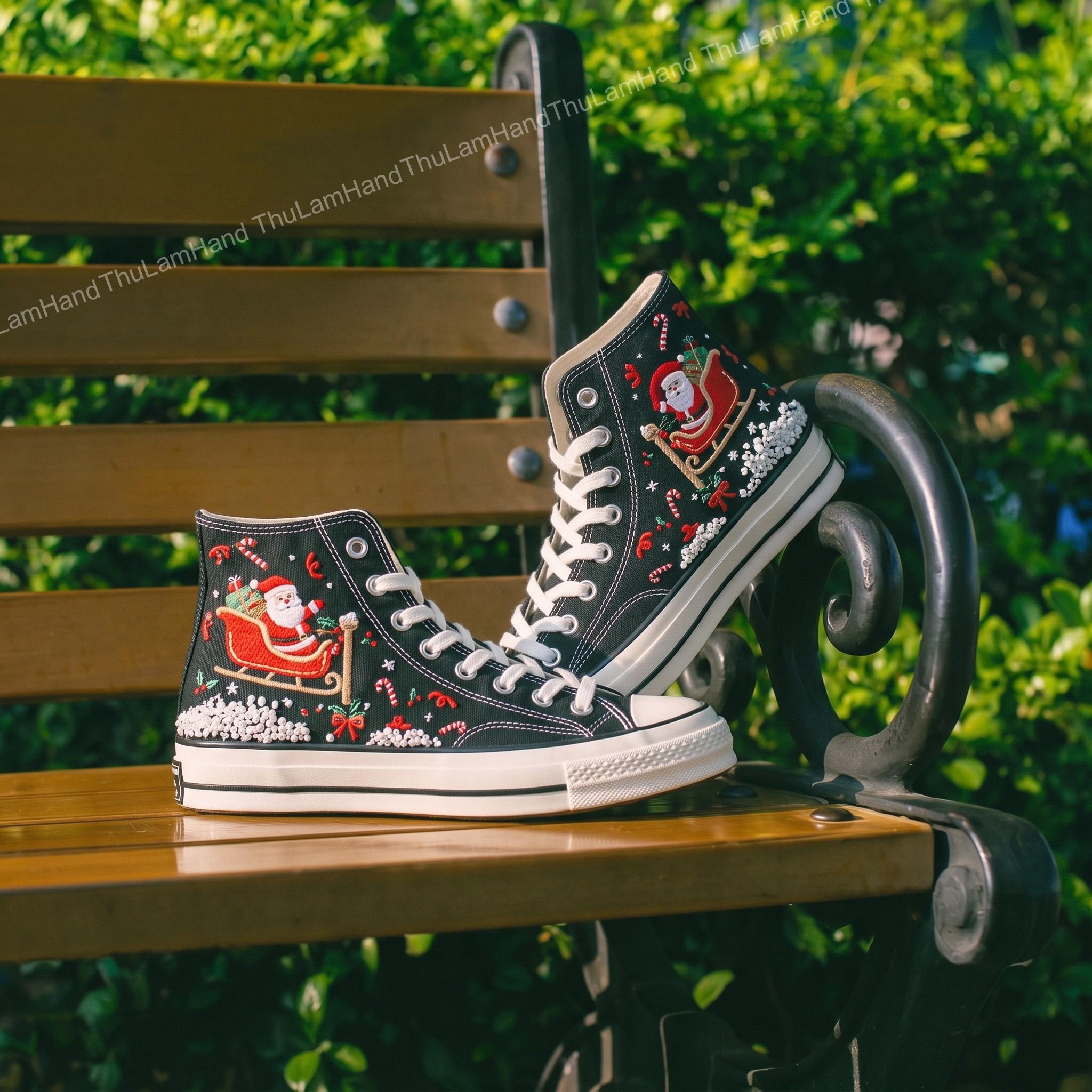 Santa Claus Converse - Etsy