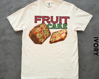 -shirt Gâteau aux fruits | Illustration vintage de gâteau aux fruits, graphique de boulangerie rétro, t-shirt avec nourriture des Fêtes, dessus de friandises de Noël