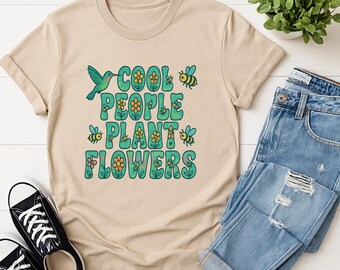 T-shirt fleurs végétales : t-shirt en coton respectueux de l'environnement pour les jardiniers