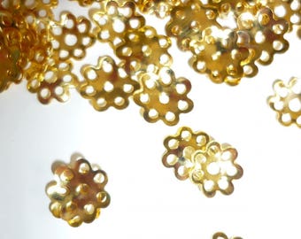 Set of 30 bead caps 8mm gold metal