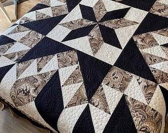 Obsidian Starburst Quilt Pattern | PDF Quilt Pattern | DIY Quilt | Easy Quilt Design | Handmade Quilt Project