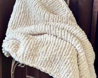 Custom Chunky Knit Chenille Blanket – Handmade Throw | Soft Cozy Home Decor, Baby gift, housewarming
