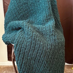 Chunky Knit Chenille Blanket - Handmade Cozy Throw, Soft Home Decor